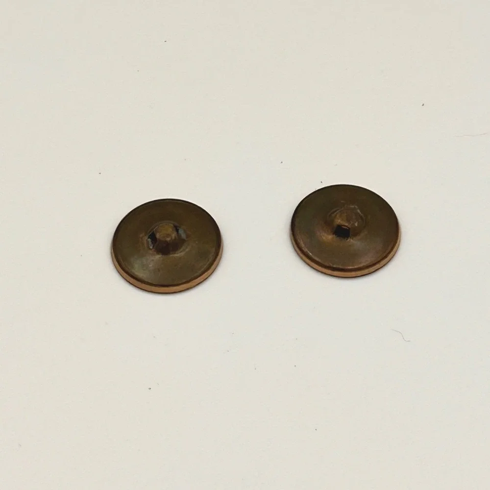 Vintage Round Concave Brushed Copper/Gold Tone Metal Shank Buttons Set of 2 0.8